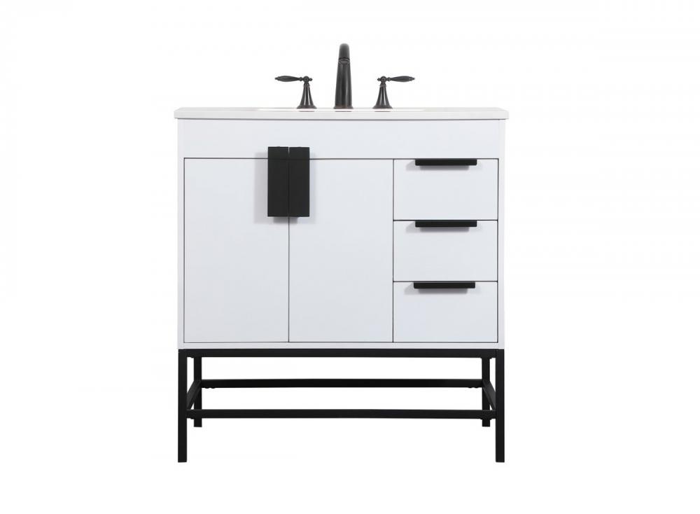 32 inch Single bathroom vanity in white