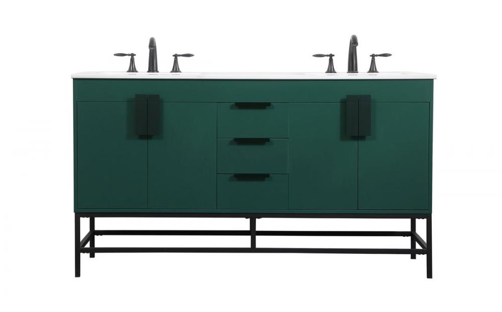 60 Inch Double Bathroom Vanity in Green