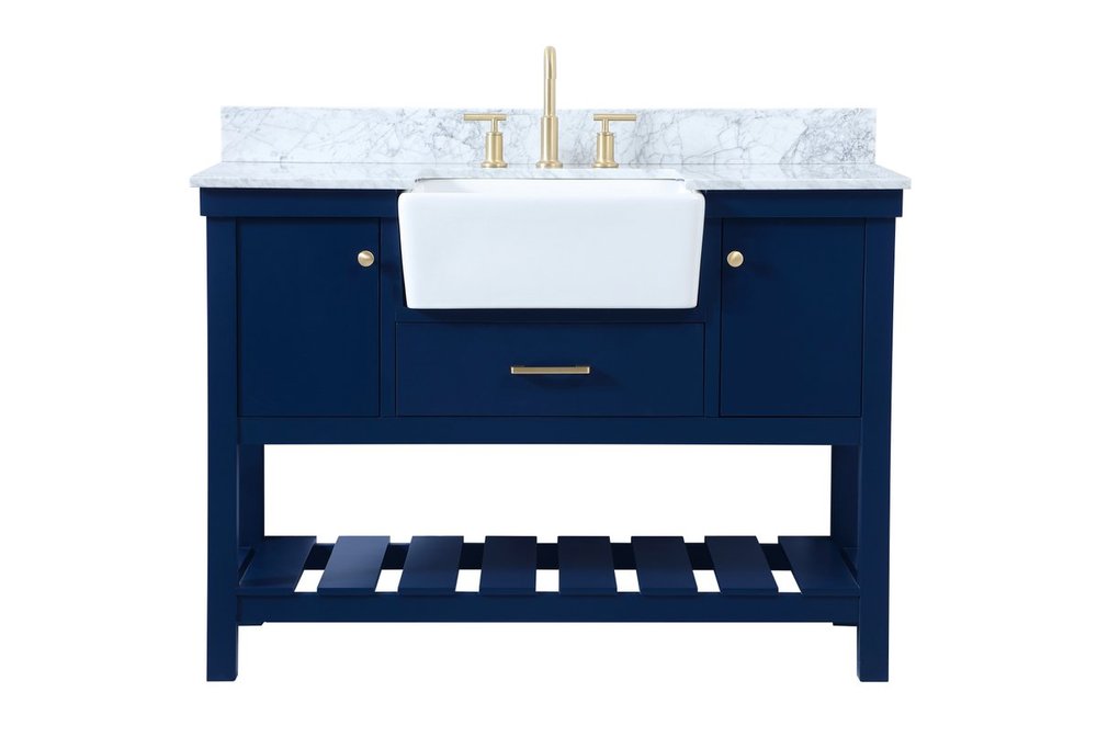 48 inch Single bathroom vanity in blue with backsplash