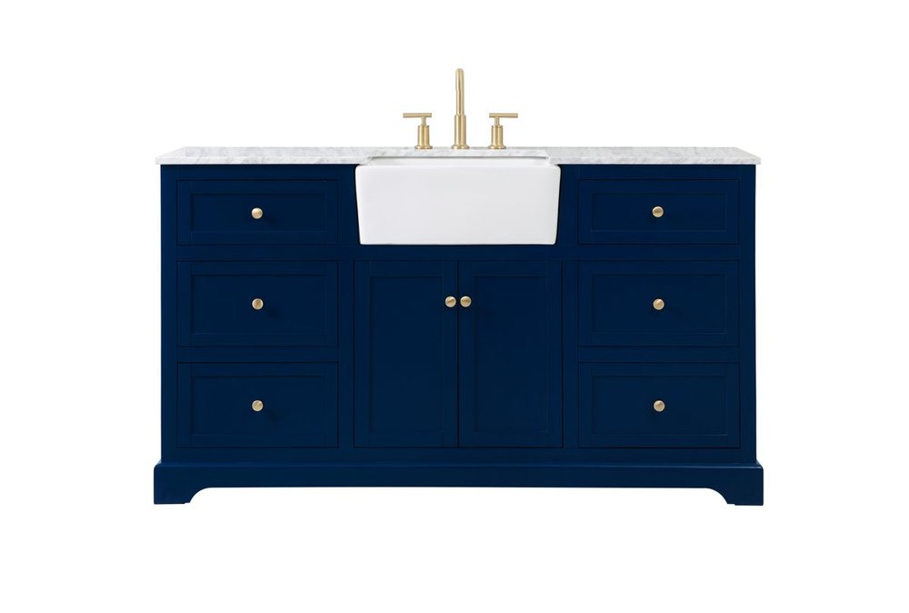 60 inch Single bathroom vanity in blue