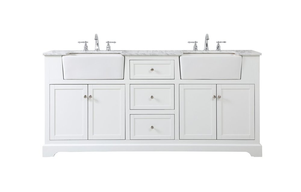 72 inch double bathroom vanity in white