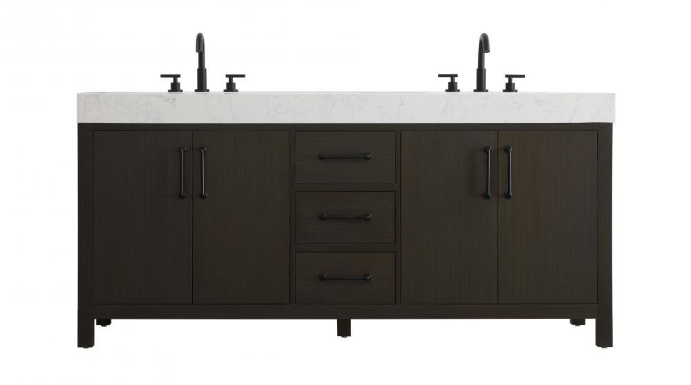 72 inch Double Bathroom Vanity In Mocha Brown