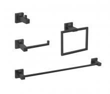 Elegant HWB-12S4MBK - Isla 4-Piece Bathroom Hardware Set in Matte Black