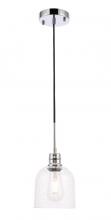 Elegant LD6211C - Gabe 1 Light Chrome and Clear Seeded Glass Pendant