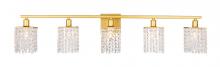 Elegant LD7014BR - Phineas 5 light Brass and Clear Crystals wall sconce