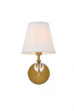 Elegant LD7021W6BR - Bethany 1 light bath sconce in brass with white fabric shade