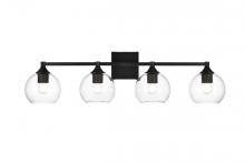 Elegant LD7308W33BLK - Foster 4 light Black and Clear Bath Sconce