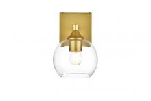 Elegant LD7308W6BRA - Foster 1 light Brass and Clear Bath Sconce