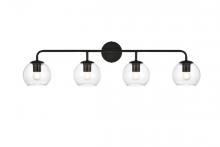 Elegant LD7321W37BLK - Genesis 4 light Black and Clear Bath Sconce