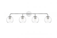 Elegant LD7321W37CH - Genesis 4 light Chrome and Clear Bath Sconce