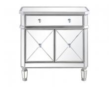 Elegant MF6-1002SC - 1 Drawer 2 Door Cabinet 32 in. x 16 in. x 32 in. in silver Clear