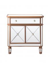 Elegant MF6-1102GC - 1 Drawer 2 Door Cabinet 32 in. x 16 in. x 32 in. in Gold Clear