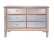 Elegant MF6-1117G - 6 Drawer Dresser 48 in. x 18 in. x 32 in. in Gold paint