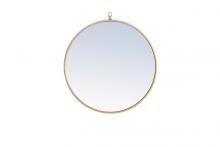 Elegant MR4052BR - Metal Frame Round Mirror with Decorative Hook 24 Inch Brass Finish