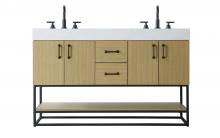 Elegant VF29254DMHB - 54 inch Double Bathroom Vanity in Honey Brown