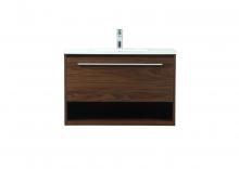 Elegant VF43530MWT - 30 inch Single bathroom vanity in walnut