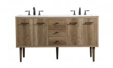 Elegant VF48060DNT - 60 inch Single bathroom vanity in natural oak