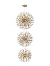 Elegant 2500G44L3SG - Vera 44 Inch Three Tiers Crystal Starburst Chandelier in Satin Gold