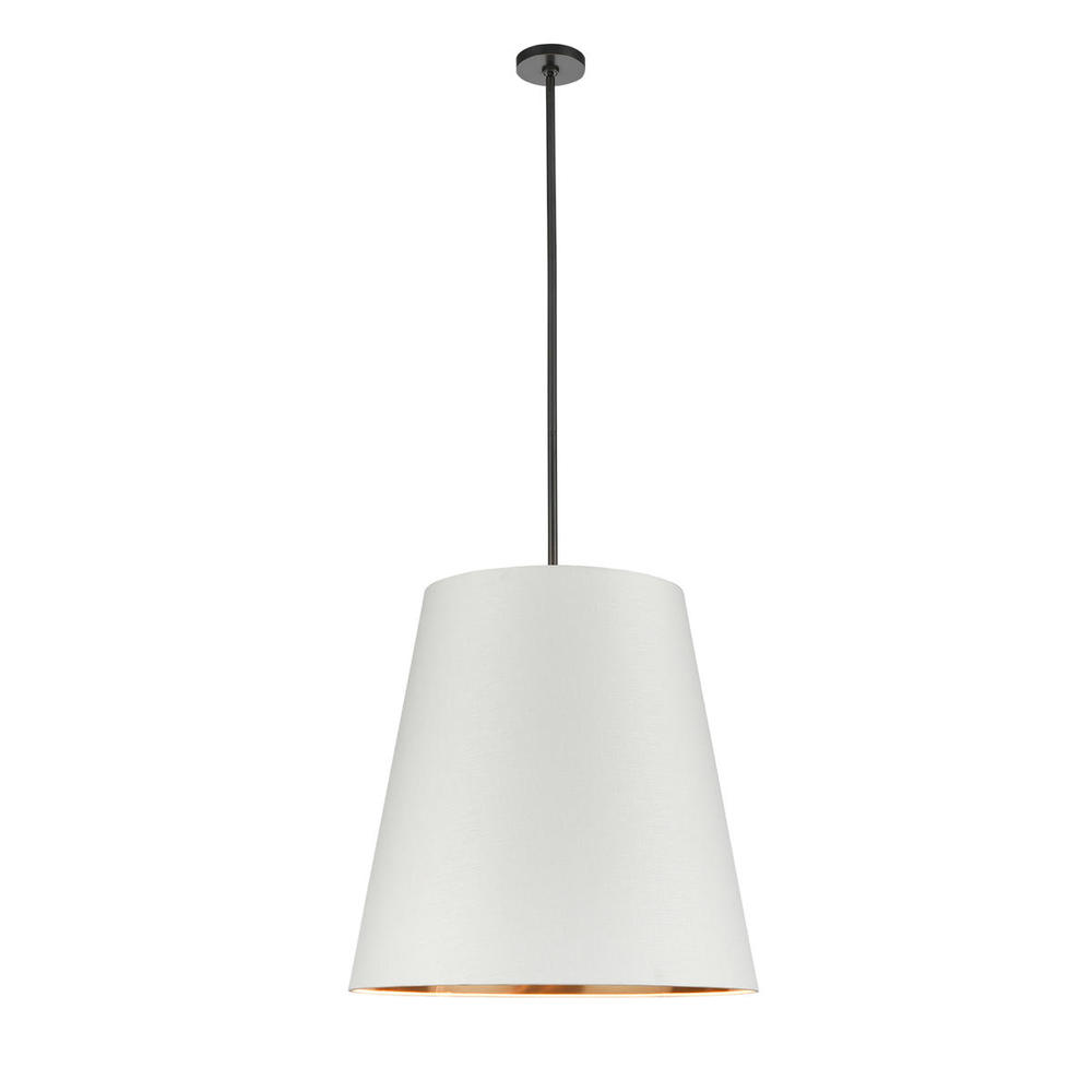 Calor 25-in Urban Bronze/White Linen With Gold Parchment 3 Lights Pendant