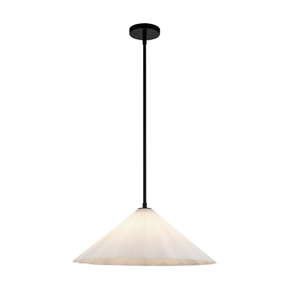 Serena 20-in Matte Black/Opal Glass 1 Light Pendant