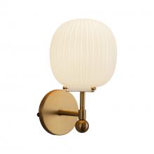 Alora Lighting WV579107BGGR - Cherise 7-in Brushed Gold/Glossy Ribbed Opal Glass Socket Wall/Vanity Light