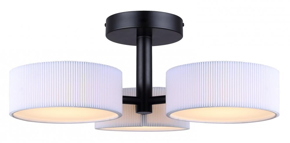 CARMYNN 21.13 in. 3 Light Integrated LED Black Modern Semi Flush