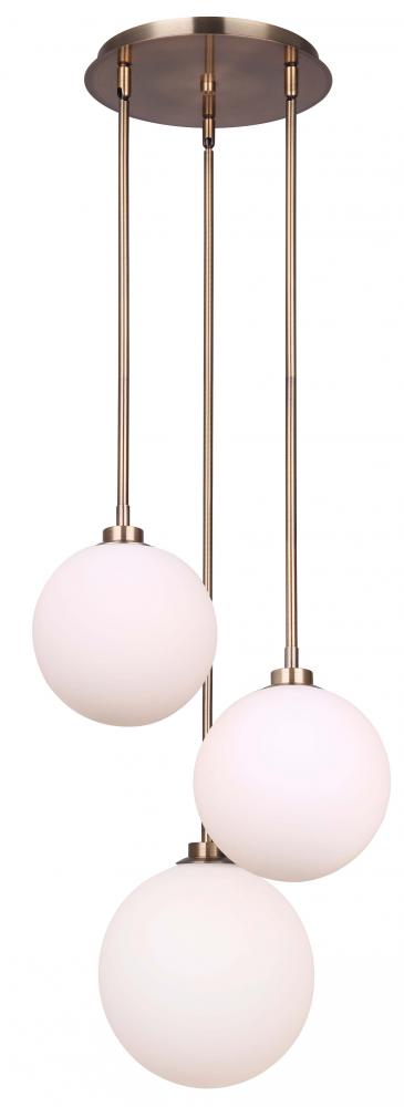 Simone 3 Light Pendant, Gold Finish