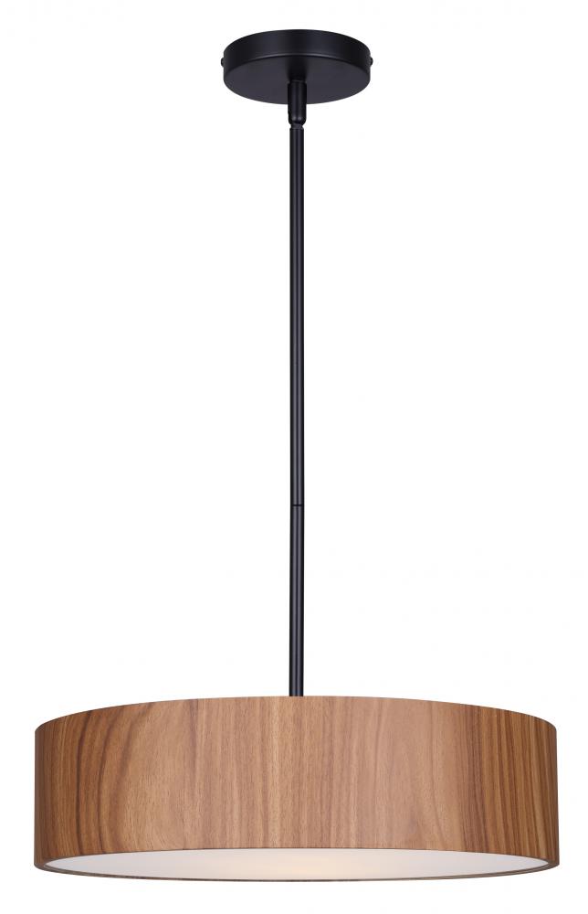 Dexter, MBK + Faux Wood Color, 3 Lt 15.75" W Rod Pendant, 60W Type A, 15.75" W x 12 - 54.5&#