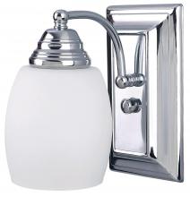 Canarm IVL259A01CH - Griffin, 1 Light Vanity, Flat Opal Glass, 100 W Type A, 4 5/8" W x 8" H x 7 1/4" D