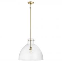 Quorum 8932-80 - 18 inches Clear Seeded Dome Pendant, Aged Brass