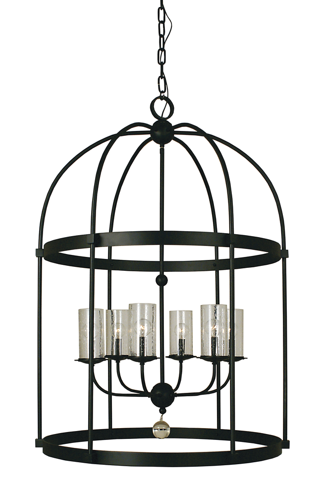 6-Light Antique Brass Compass Foyer Chandelier