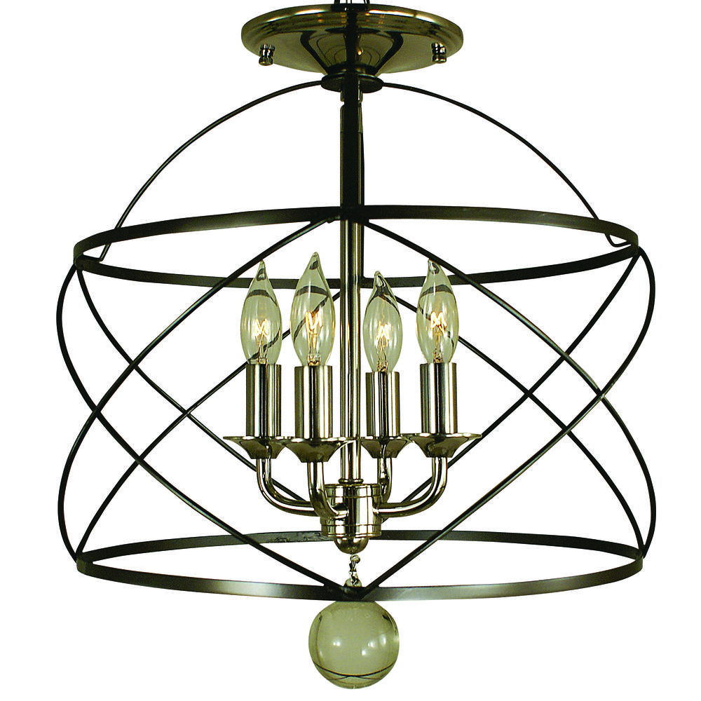 4-Light Mahogany Bronze/Antique Brass Nantucket Flush / Semi Flush Mount