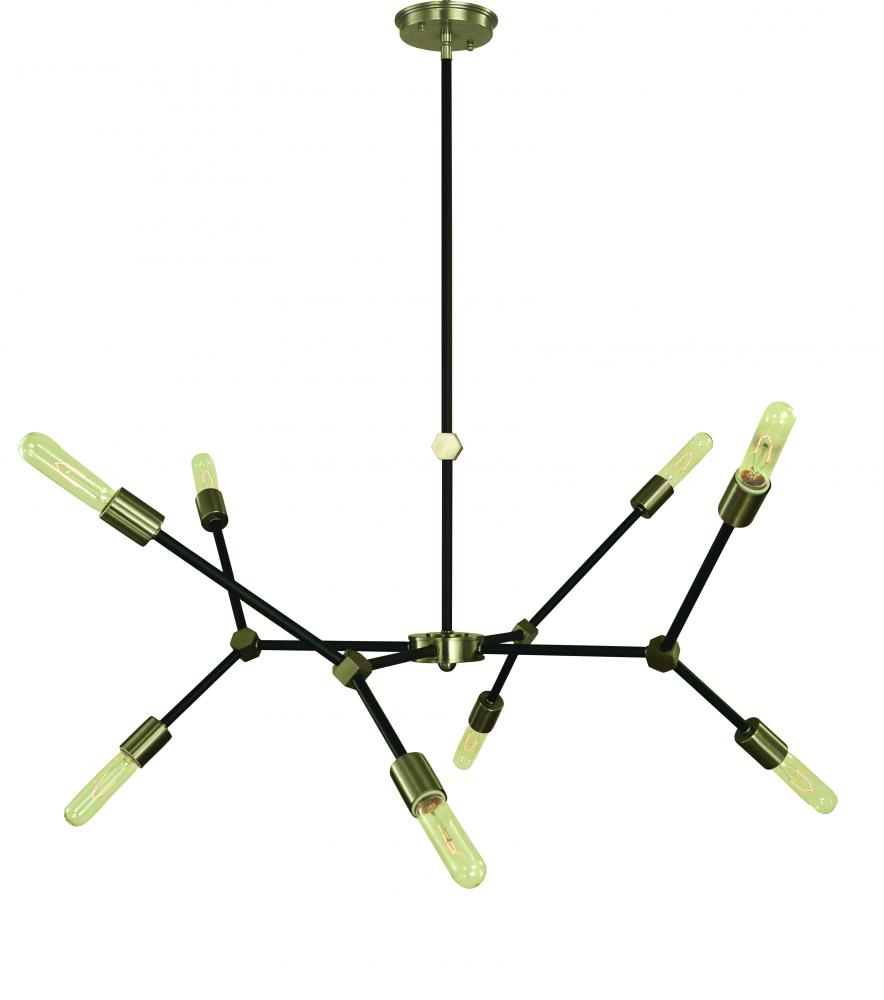 8-Light Brushed Nickel/Matte Black Accents Kinetic Dining Chandelier