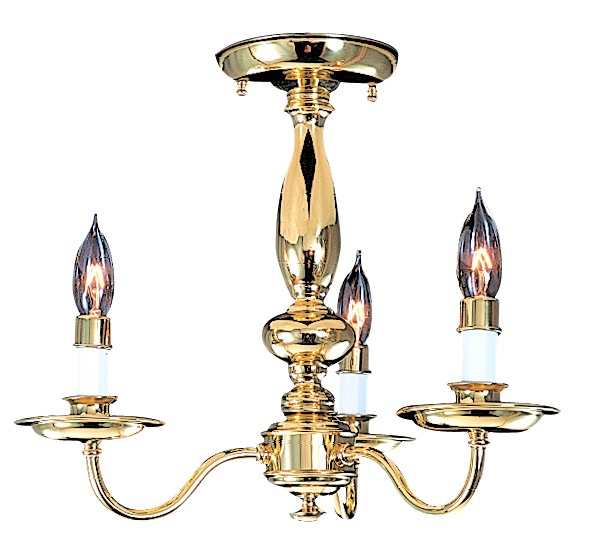 3-Light Polished Brass Jamestown Flush / Semi-Flush Mount