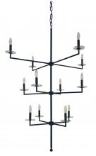 Framburg 5452 Mblack - 12-Light Matte Black Muse Foyer Chandelier