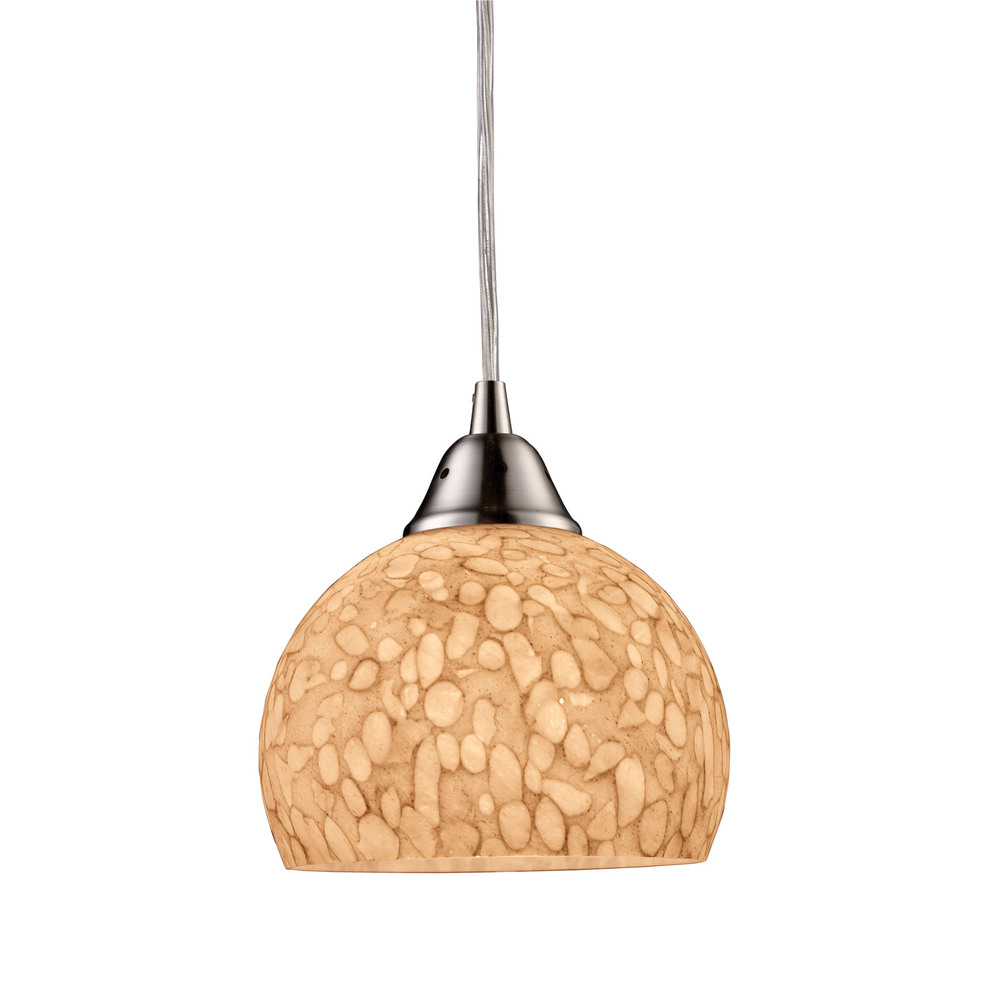 Cira 1 Light LED Pendant In Satin Nickel And Peb