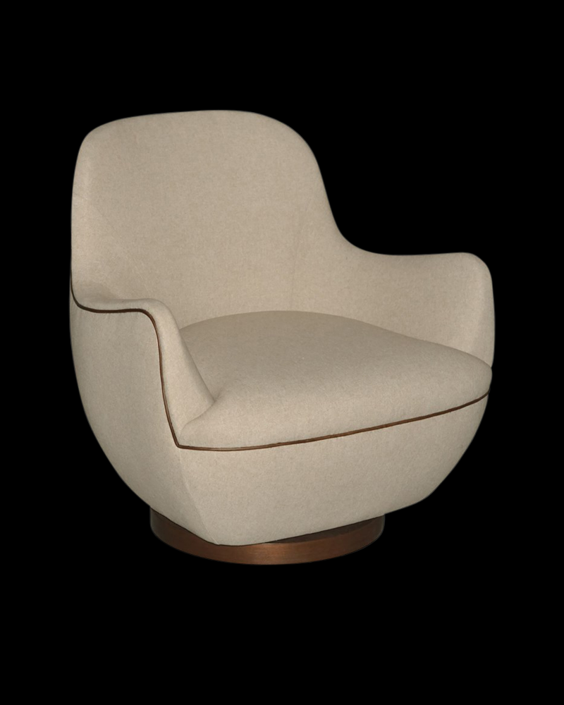 Brene Walnut Swivel Armchair, Felton Oatmeal