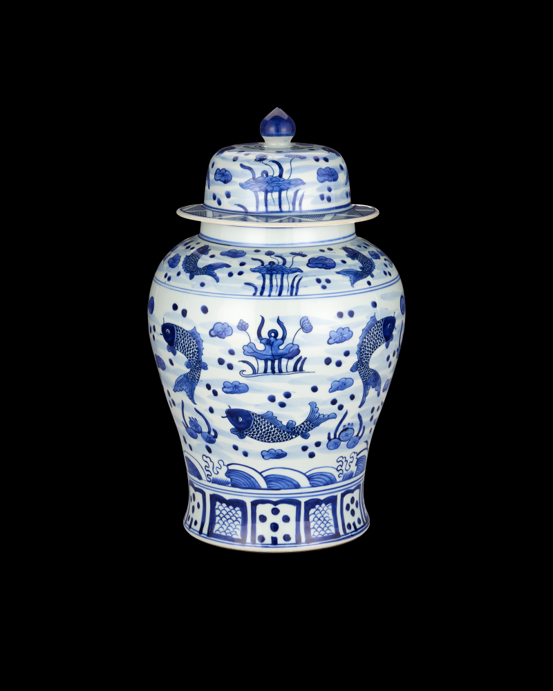 South Sea Blue & White Large Temple Jar