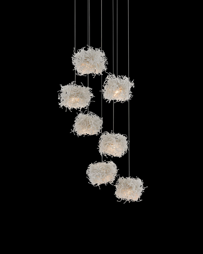 Birds Nest 7-Light Round Multi-Drop Pendant